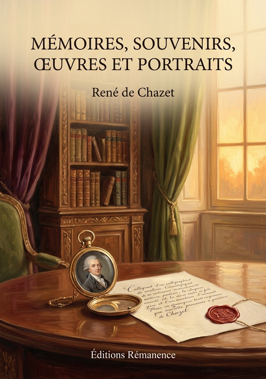 Livre Mémoires, souvenirs, œuvres et portraits par René de Chazet - Couverture - Editions Remanence
