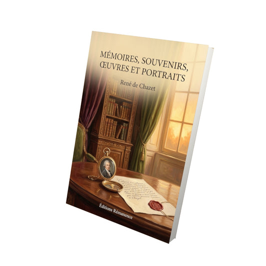 Livre Mémoires, souvenirs, œuvres et portraits par René de Chazet - Vue 3D - Editions Remanence