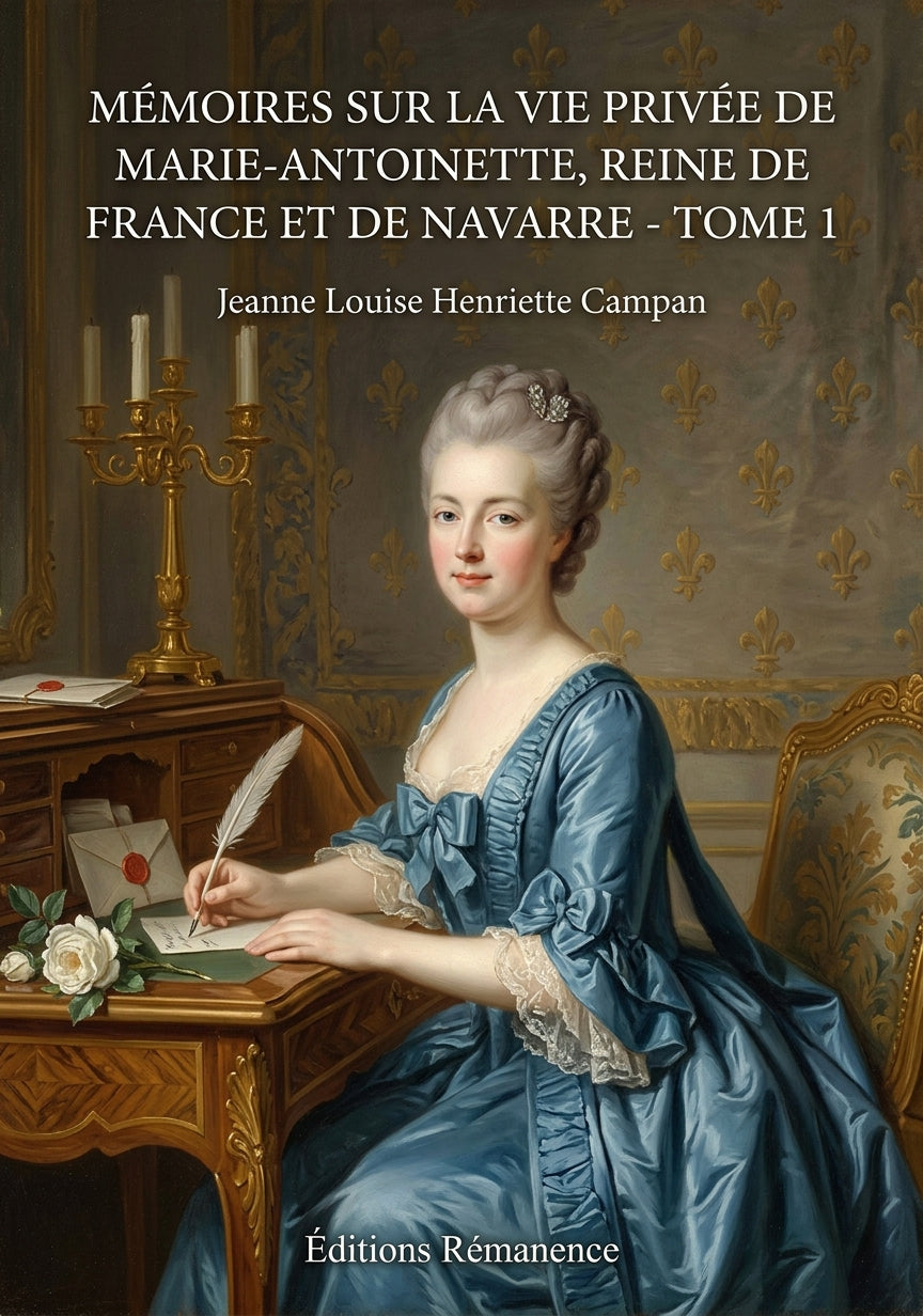 Livre Mémoires sur la vie privée de Marie-Antoinette, reine de France et de Navarre - Tome 1 par Jeanne Louise Henriette Campan - Couverture - Editions Remanence