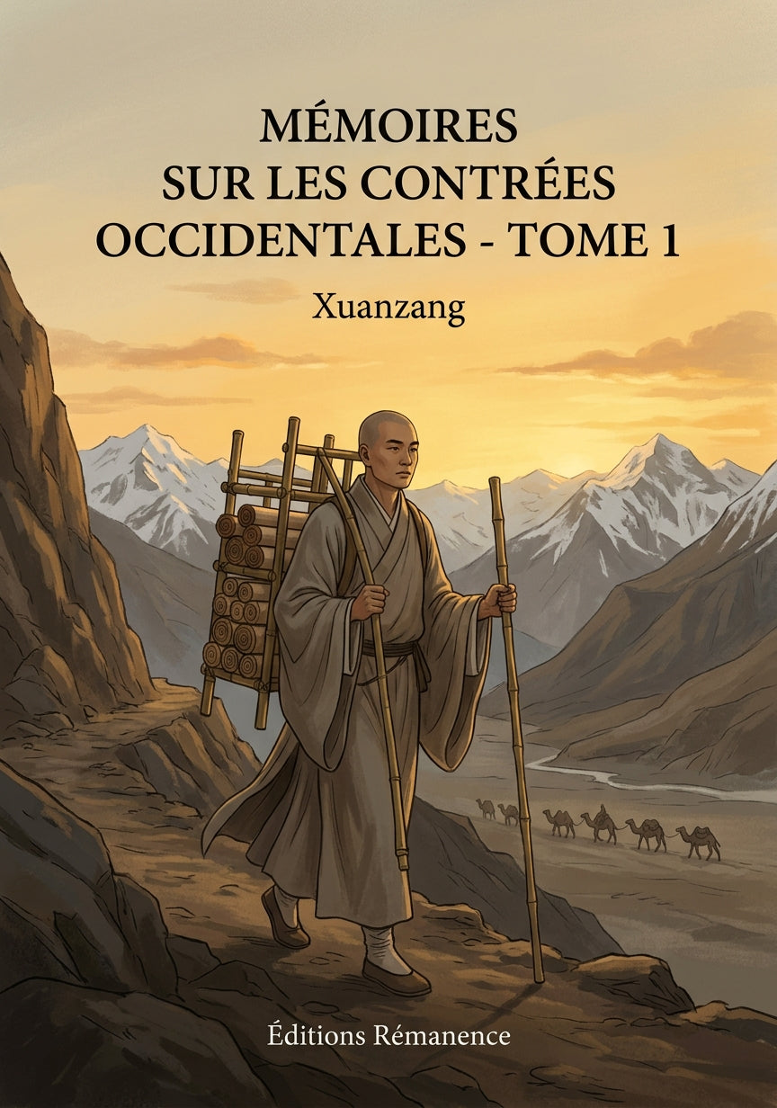 Livre Mémoires sur les contrées occidentales - Tome 1 par Xuanzang - Couverture - Editions Remanence
