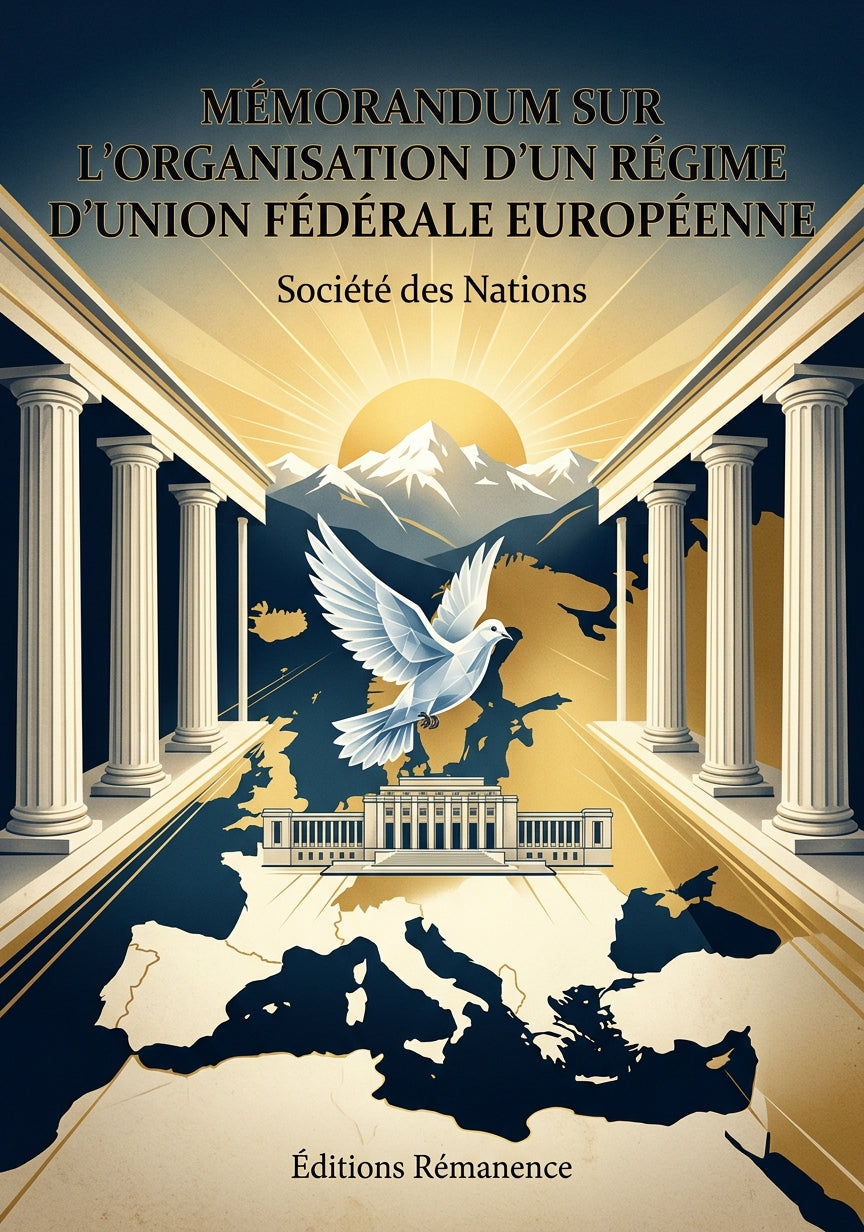 Livre Mémorandum sur l'organisation d'un régime d'union fédérale européenne par Société des Nations - Couverture - Editions Remanence