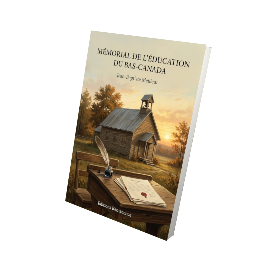 Livre Mémorial de l’éducation du Bas-Canada par Jean-Baptiste Meilleur - Vue 3D - Editions Remanence