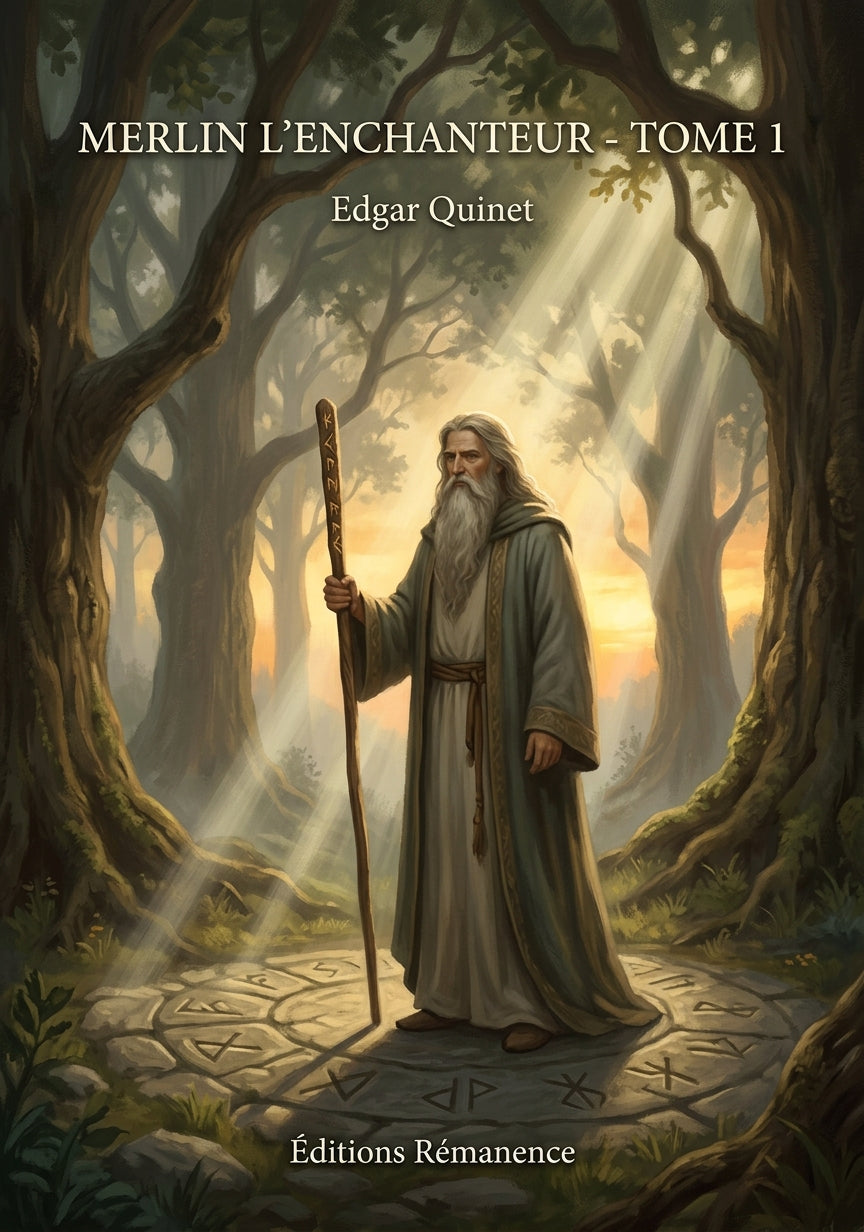 Livre Merlin l’enchanteur - Tome 1 par Edgar Quinet - Couverture - Editions Remanence