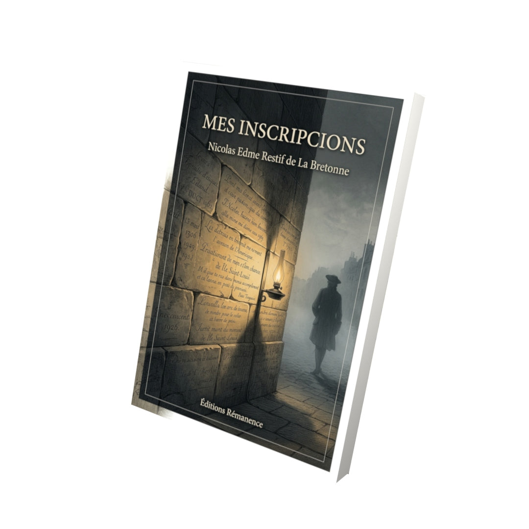 Livre Mes Inscripcions par Nicolas Edme Restif de La Bretonne - Vue 3D - Editions Remanence