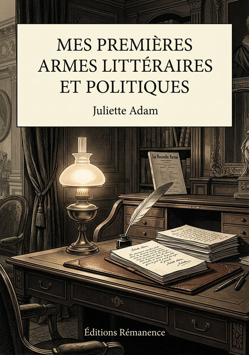 Livre Mes premières armes littéraires et politiques par Juliette Adam - Couverture - Editions Remanence