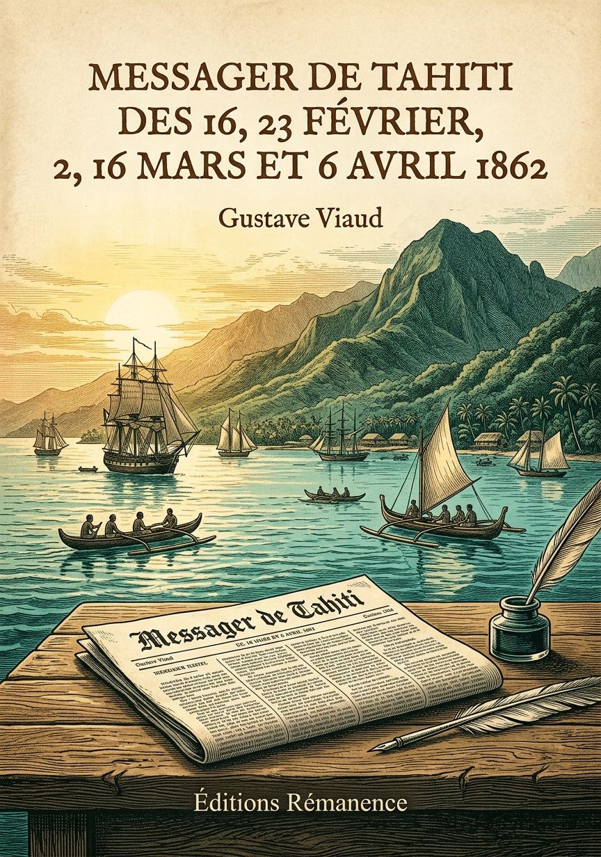 Livre Messager de Tahiti des 16, 23 février, 2, 16 mars et 6 avril 1862 par Gustave Viaud - Couverture - Editions Remanence