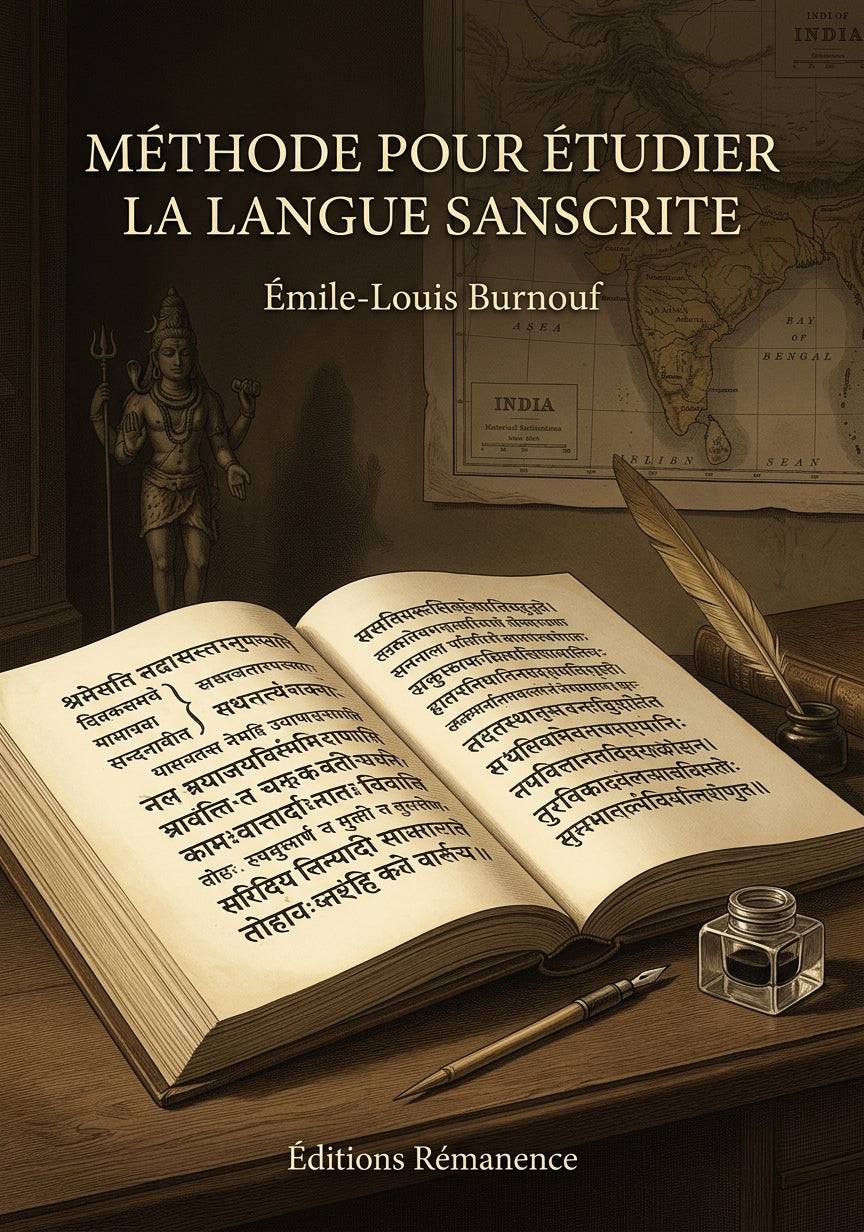 Livre Méthode pour étudier la langue sanscrite par Émile-Louis Burnouf - Couverture - Editions Remanence