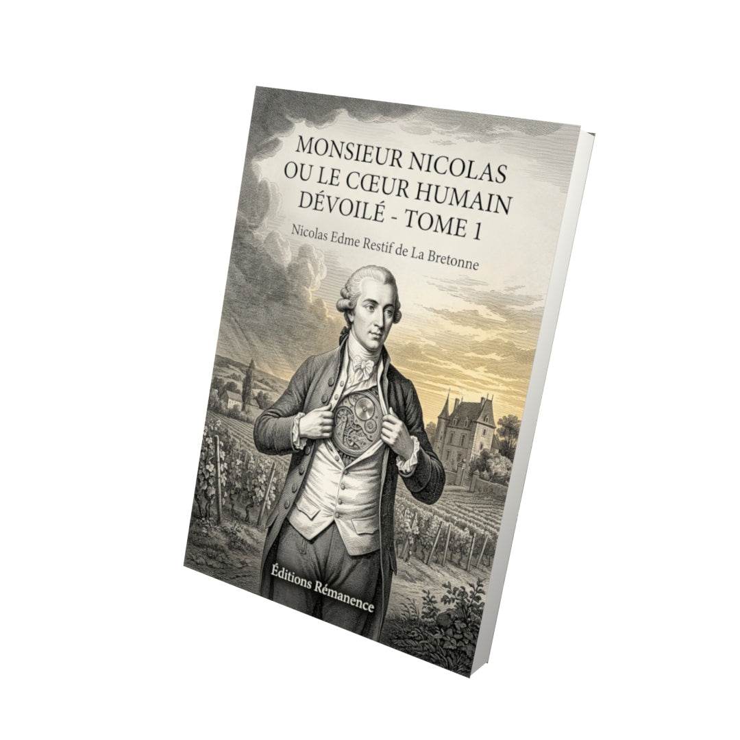 Livre Monsieur Nicolas ou Le cœur humain dévoilé - Tome 1 par Nicolas Edme Restif de La Bretonne - Vue 3D - Editions Remanence