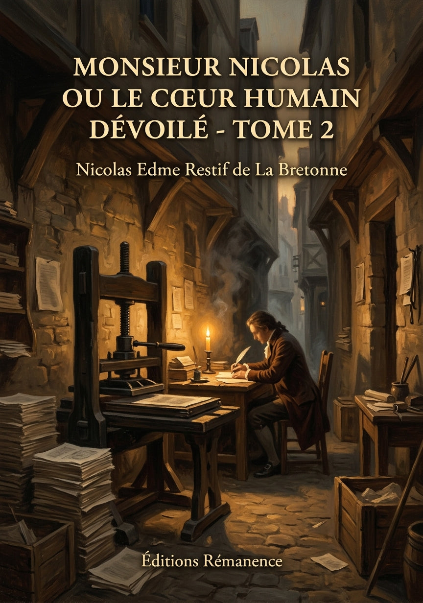 Livre Monsieur Nicolas ou Le cœur humain dévoilé - Tome 2 par Nicolas Edme Restif de La Bretonne - Couverture - Editions Remanence
