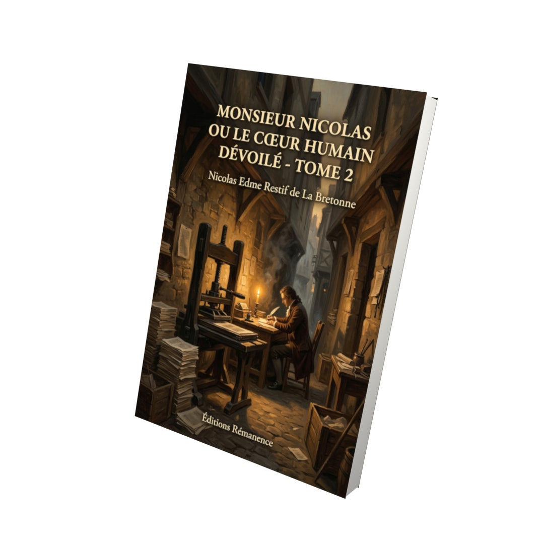 Livre Monsieur Nicolas ou Le cœur humain dévoilé - Tome 2 par Nicolas Edme Restif de La Bretonne - Vue 3D - Editions Remanence