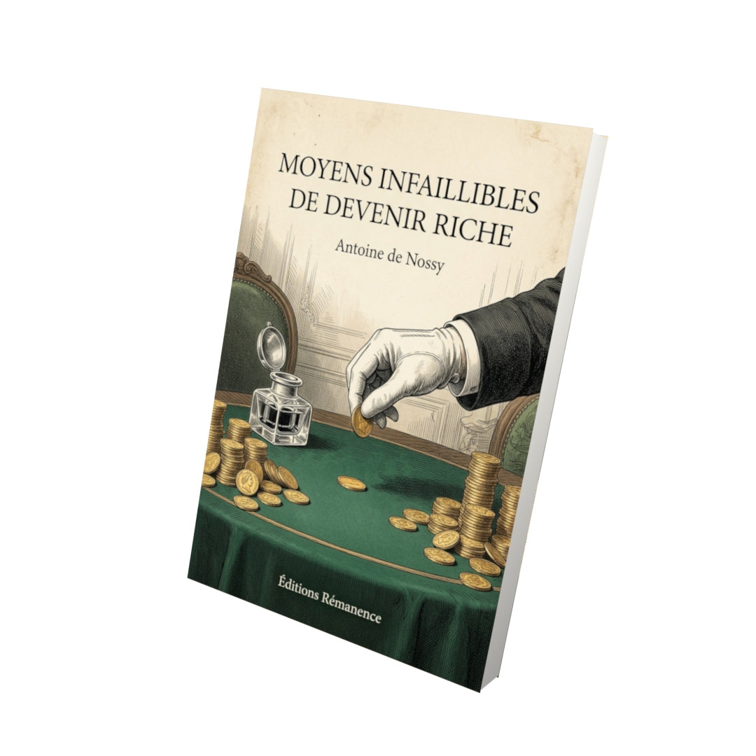 Livre Moyens infaillibles de devenir riche - Antoine de Nossy - Vue 3D - Editions Remanence