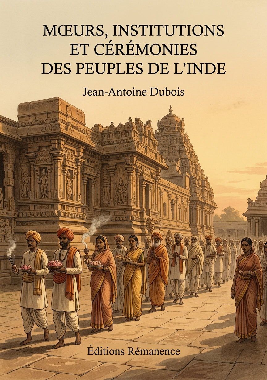 Livre Mœurs, institutions et cérémonies des peuples de l’Inde par Jean-Antoine Dubois - Couverture - Editions Remanence