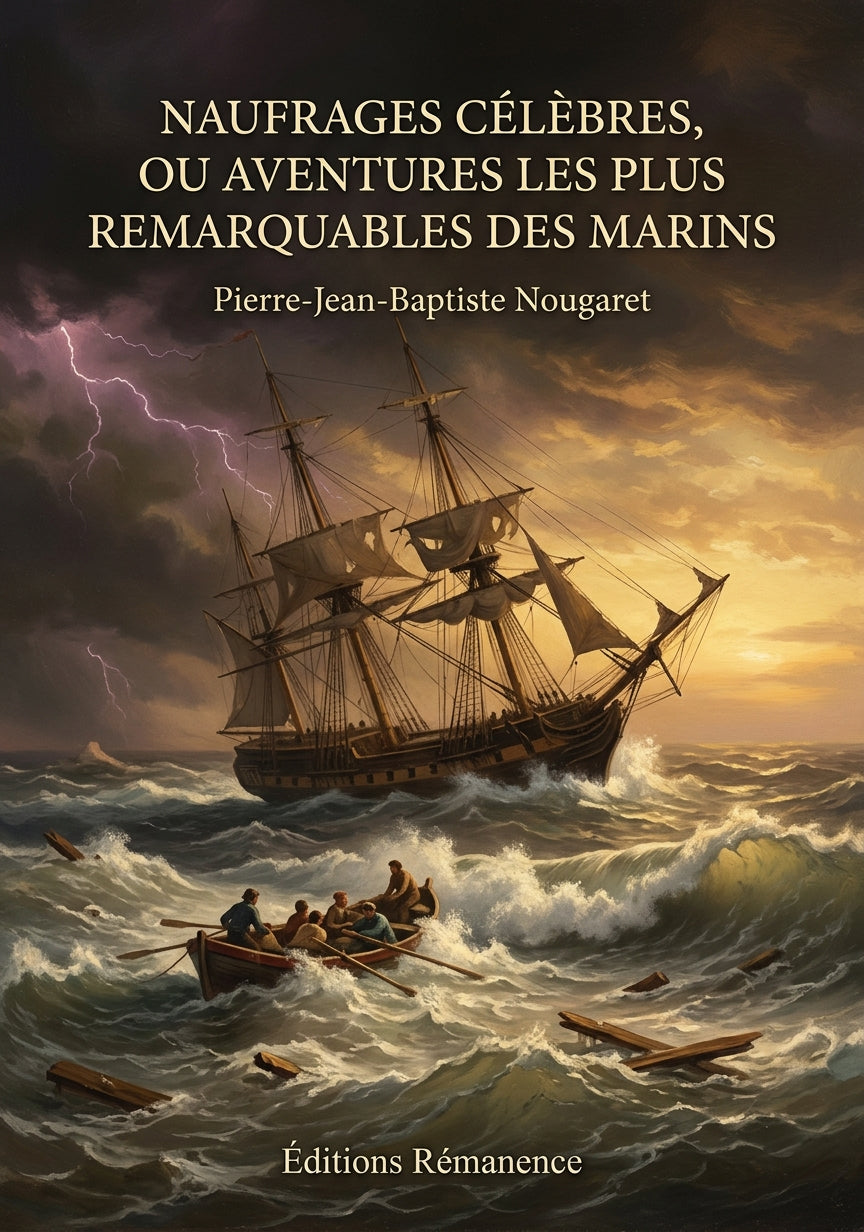 Livre Naufrages célèbres, ou Aventures les plus remarquables des marins par Pierre-Jean-Baptiste Nougaret - Couverture - Editions Remanence