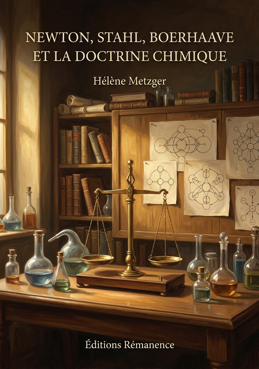 Livre Newton, Stahl, Boerhaave et la doctrine chimique par Hélène Metzger - Couverture - Editions Remanence