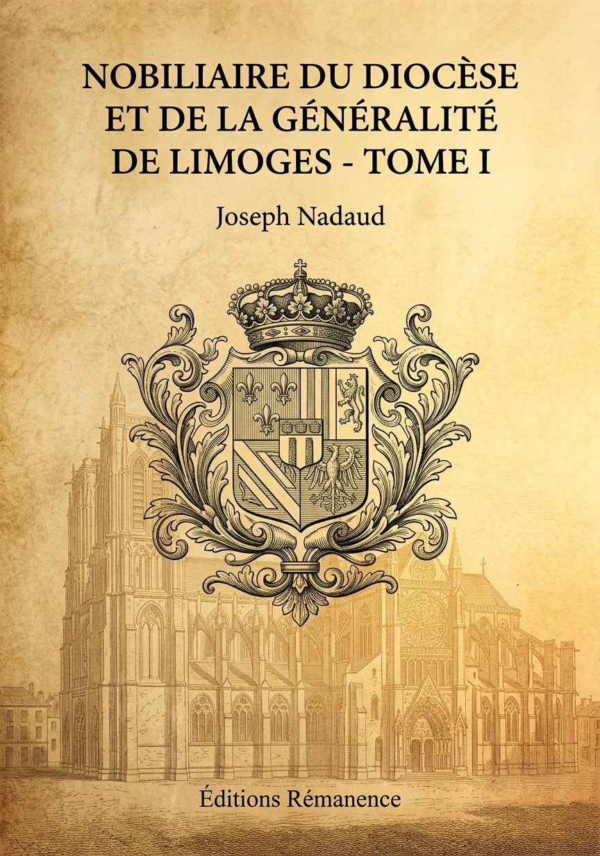 Livre Nobiliaire du diocèse et de la généralité de Limoges - Tome I par Joseph Nadaud - Couverture - Editions Remanence