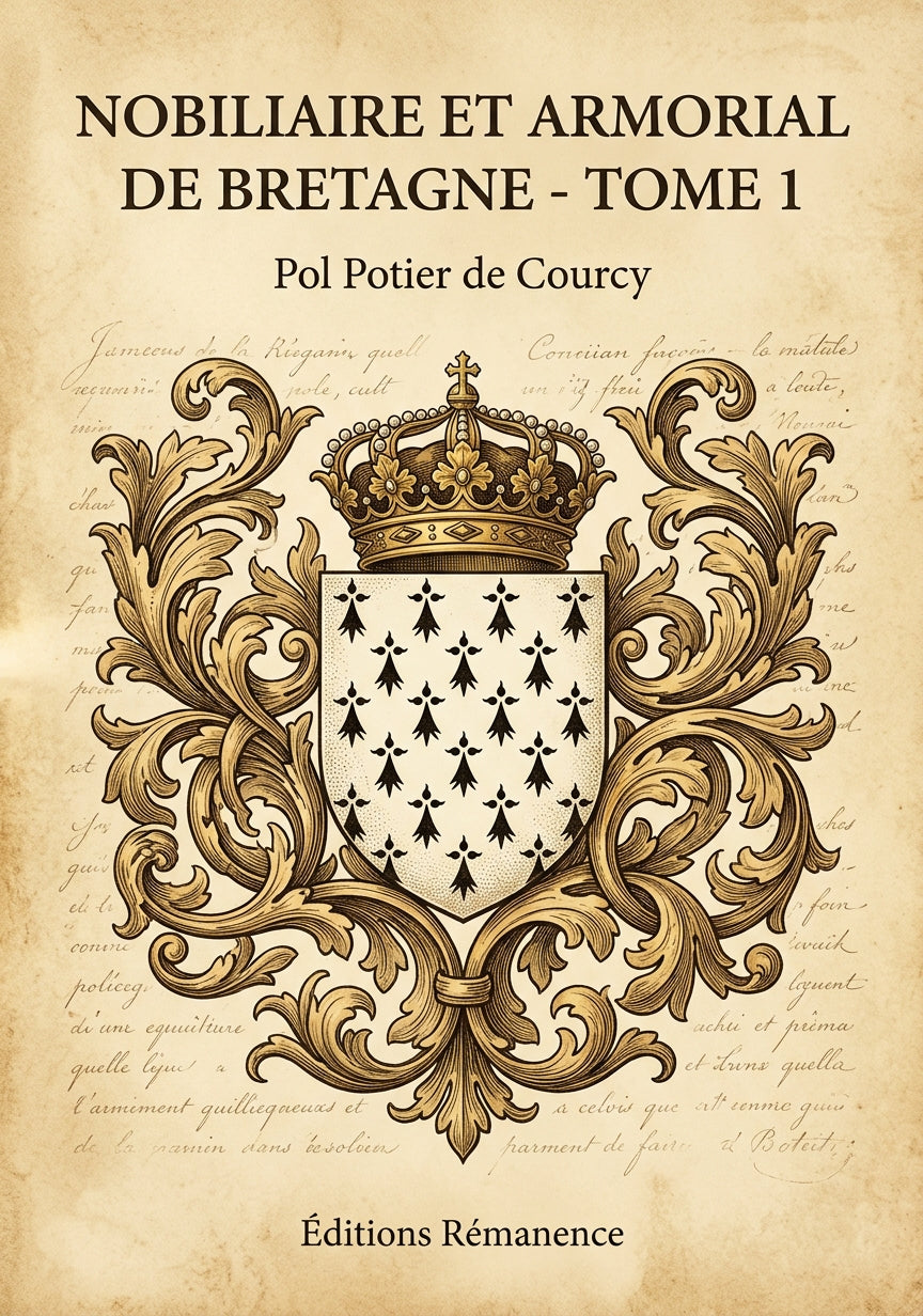 Livre Nobiliaire et armorial de Bretagne - Tome 1 par Pol Potier de Courcy - Couverture - Editions Remanence