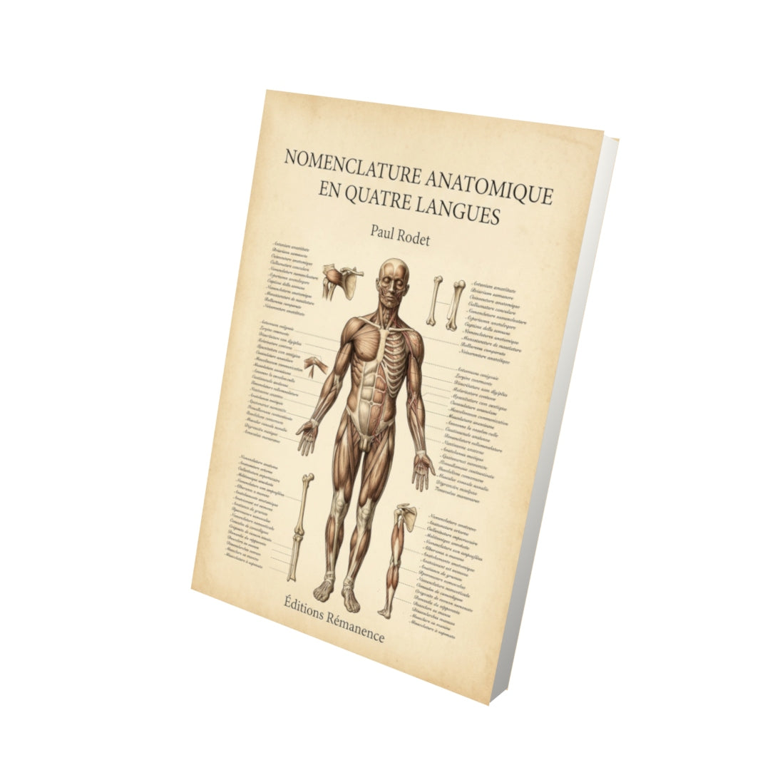 Livre Nomenclature anatomique en quatre langues par Paul Rodet - Vue 3D - Editions Remanence