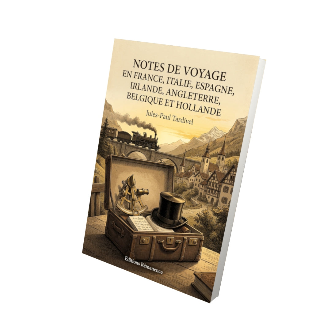 Livre Notes de voyage en France, Italie, Espagne, Irlande, Angleterre, Belgique et Hollande par Jules-Paul Tardivel - Vue 3D - Editions Remanence