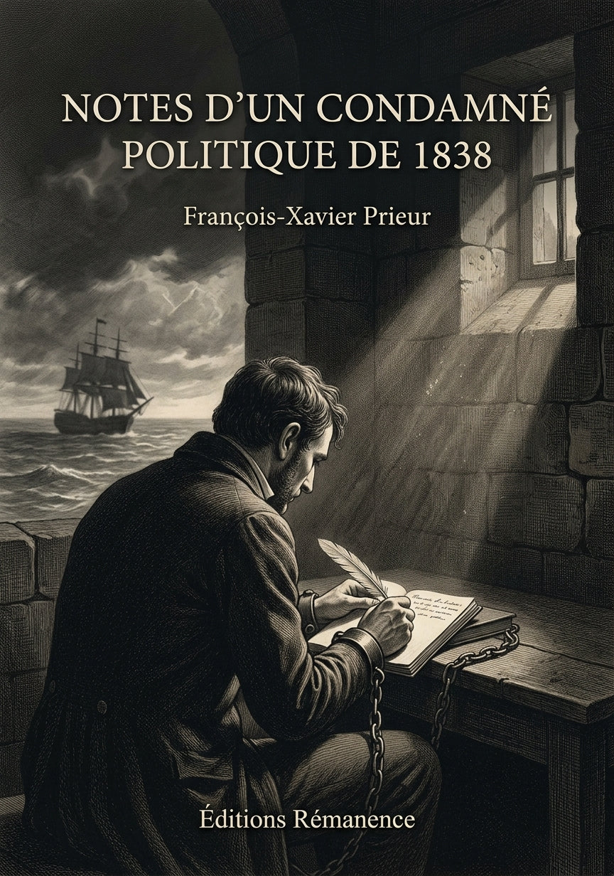 Livre Notes d’un condamné politique de 1838 par François-Xavier Prieur - Couverture - Editions Remanence