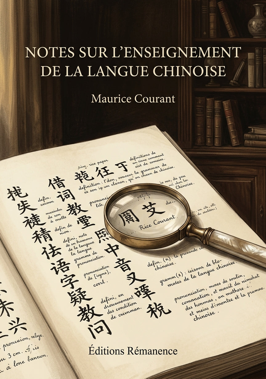 Livre Notes sur l’enseignement de la langue chinoise par Maurice Courant - Couverture - Editions Remanence