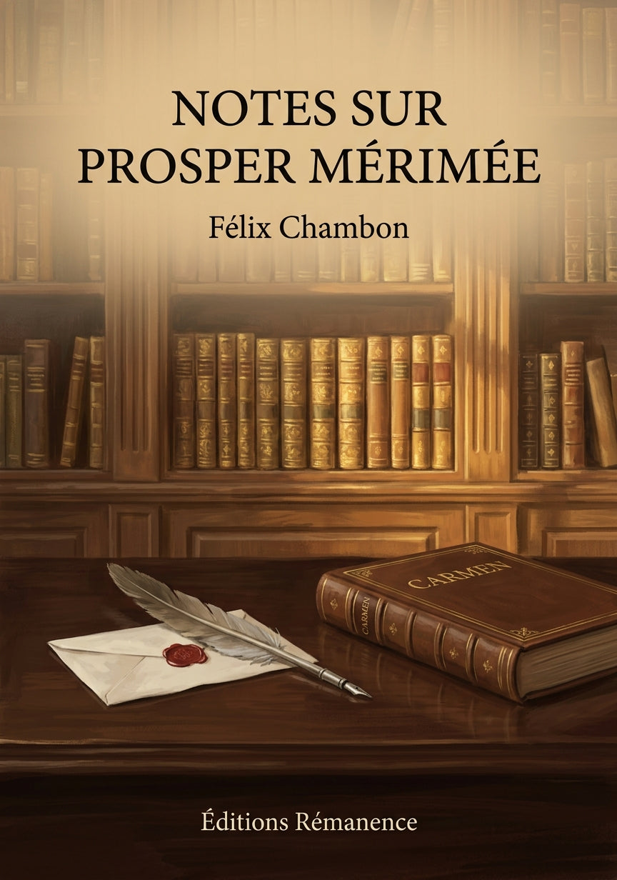 Livre Notes sur Prosper Mérimée par Félix Chambon - Couverture - Editions Remanence