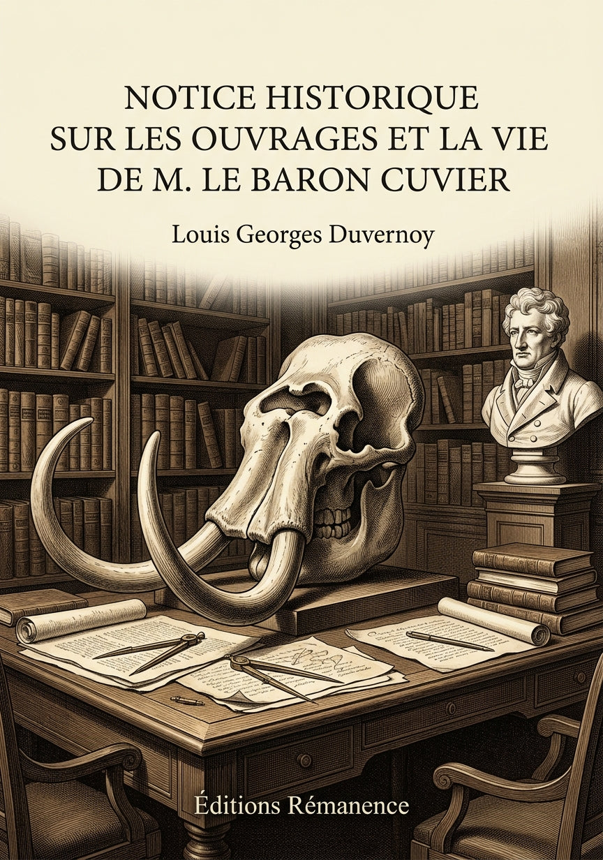 Livre Notice historique sur les ouvrages et la vie de M. le baron Cuvier par Louis Georges Duvernoy - Couverture - Editions Remanence