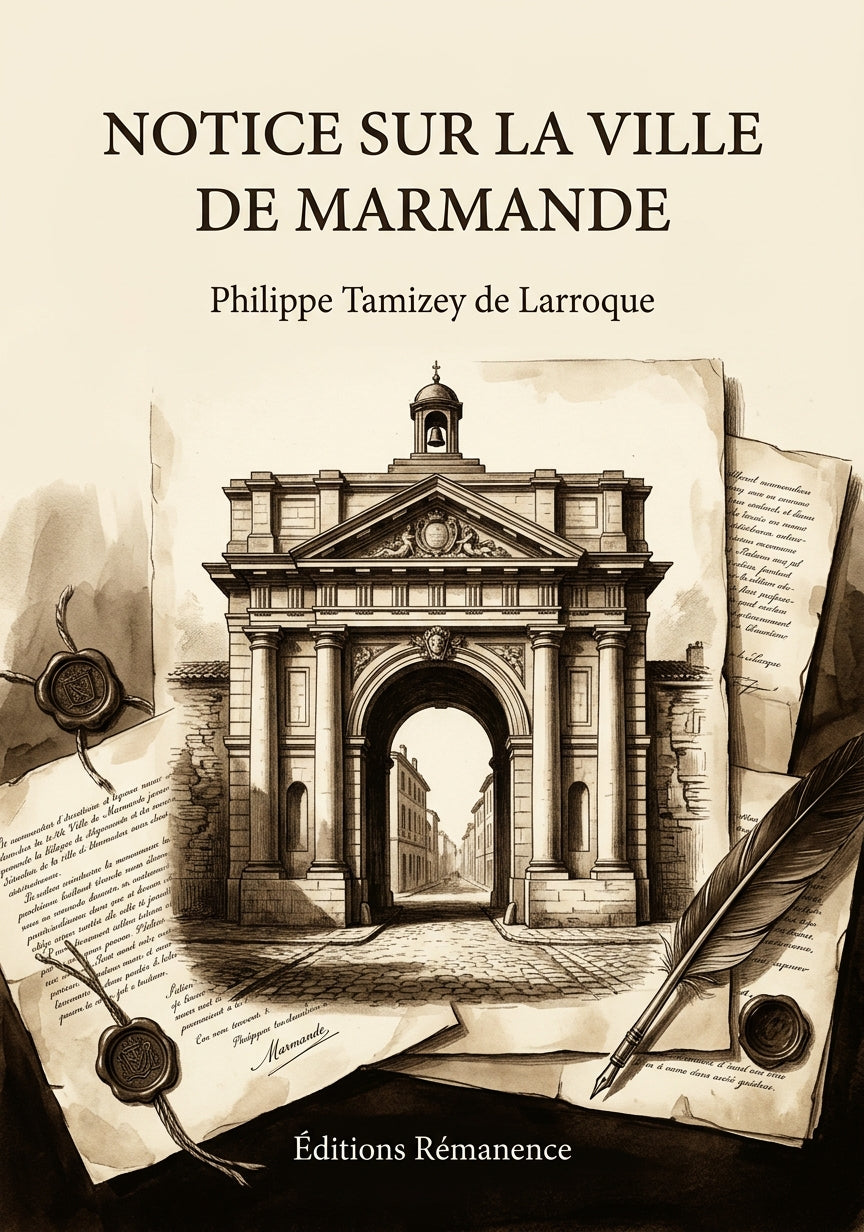 Livre Notice sur la ville de Marmande par Philippe Tamizey de Larroque - Couverture - Editions Remanence