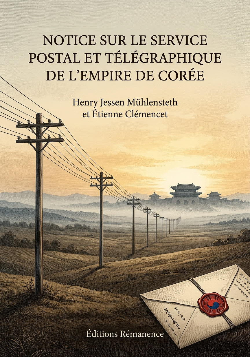 Livre Notice sur le service postal et télégraphique de l’Empire de Corée par Henry Jessen Mühlensteth et Étienne Clémencet - Couverture - Editions Remanence
