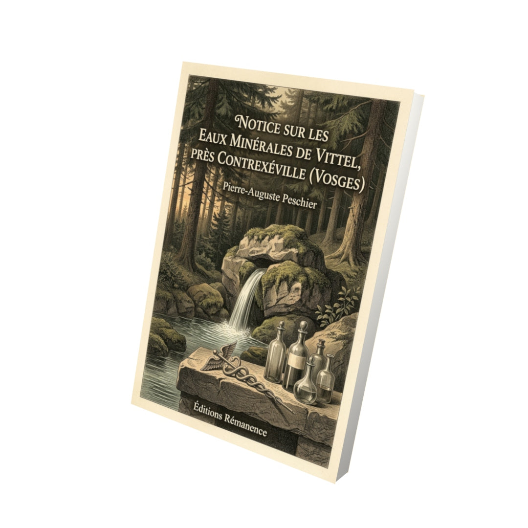 Livre Notice sur les eaux minérales de Vittel, près Contrexéville (Vosges) par Pierre-Auguste Peschier - Vue 3D - Editions Remanence