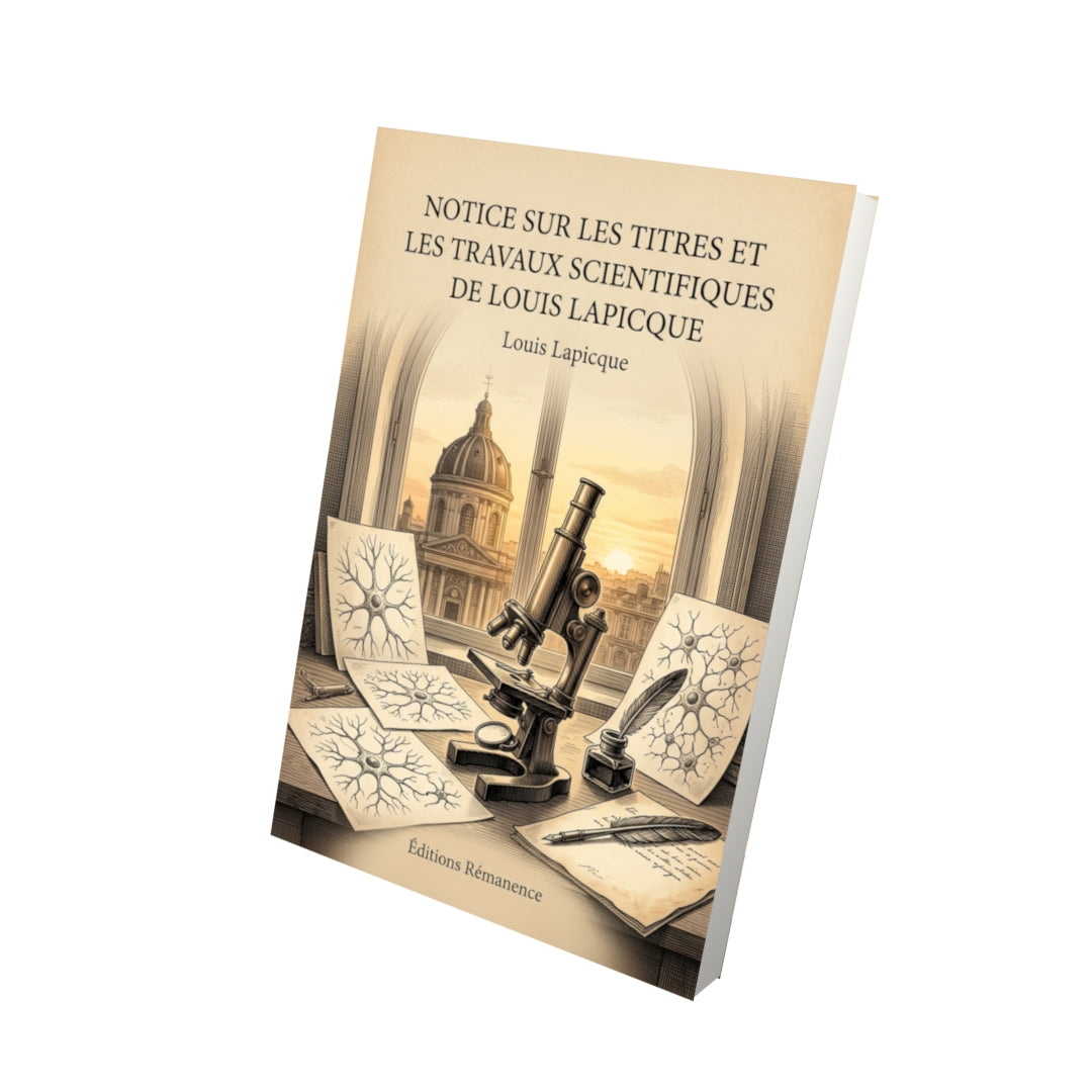 Livre Notice sur les titres et les travaux scientifiques de Louis Lapicque par Louis Lapicque - Vue 3D - Editions Remanence