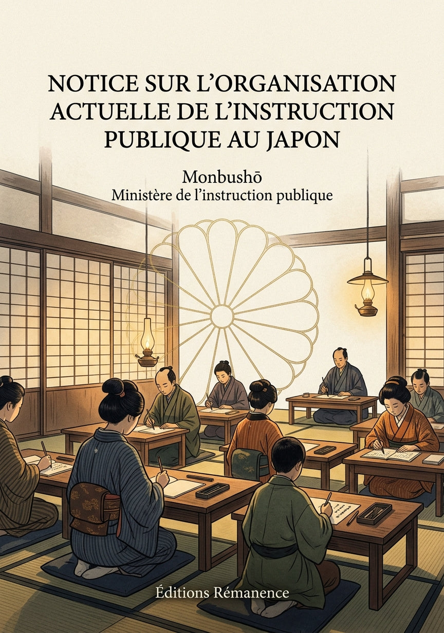 Livre Notice sur l’organisation actuelle de l’instruction publique au Japon par Monbushō Ministère de l’instruction publique - Couverture - Editions Remanence