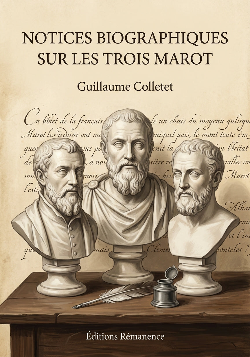 Livre Notices biographiques sur les trois Marot par Guillaume Colletet - Couverture - Editions Remanence