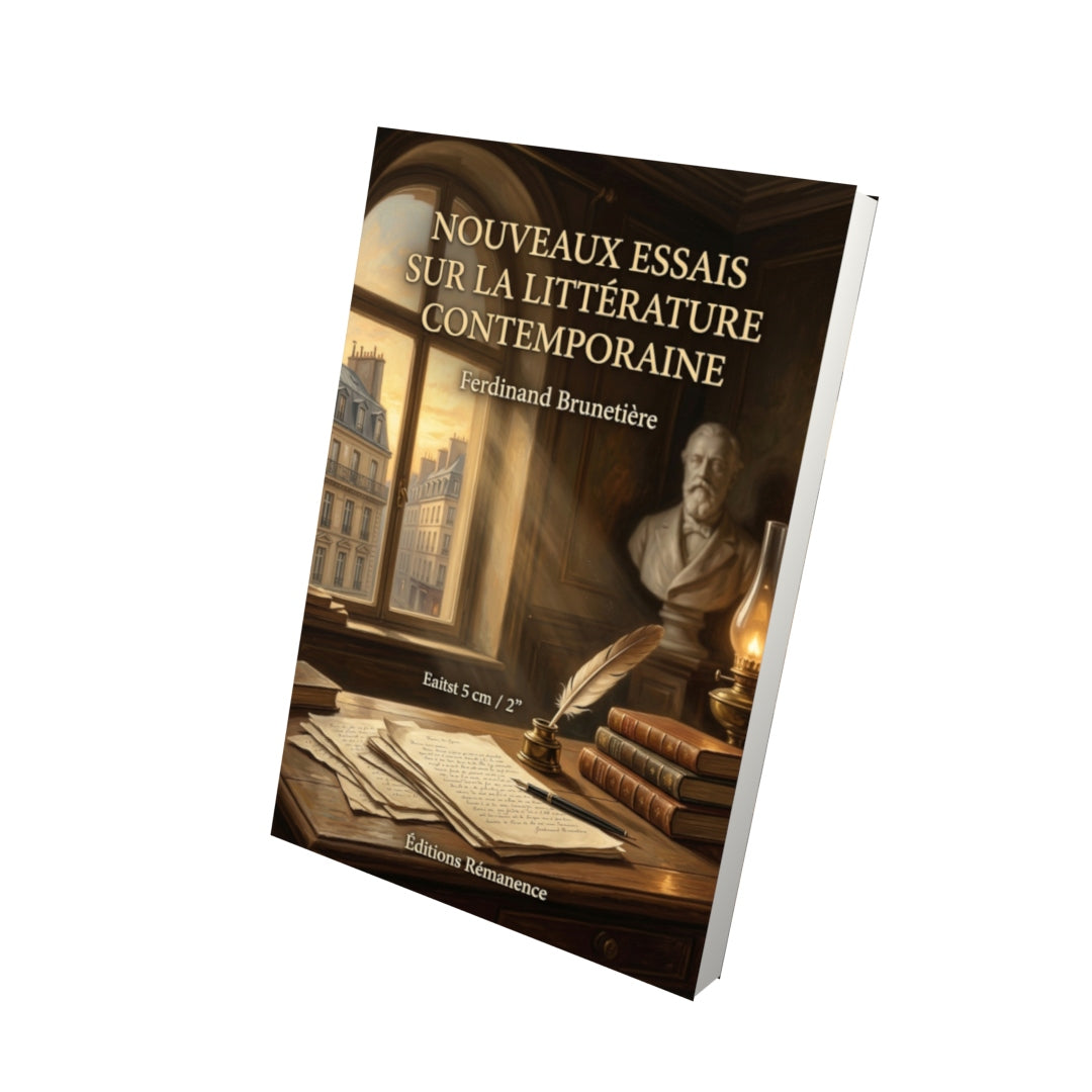 Livre Nouveaux essais sur la littérature contemporaine par Ferdinand Brunetière - Vue 3D - Editions Remanence