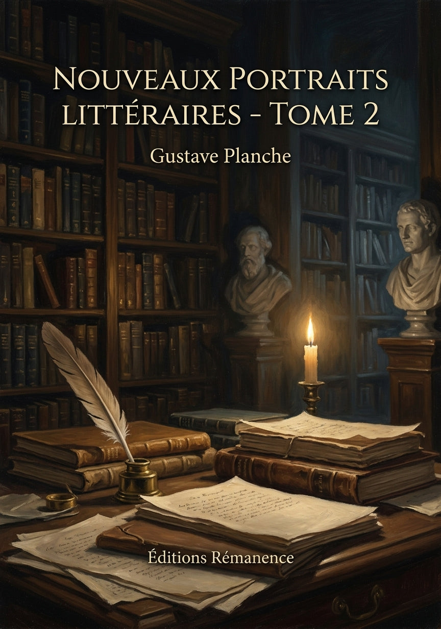 Livre Nouveaux portraits littéraires - Tome 2 par Gustave Planche - Couverture - Editions Remanence