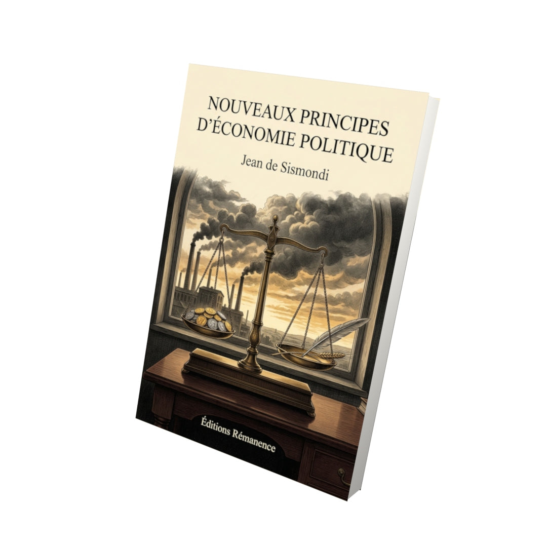 Livre Nouveaux Principes d’économie politique par Jean de Sismondi - Vue 3D - Editions Remanence