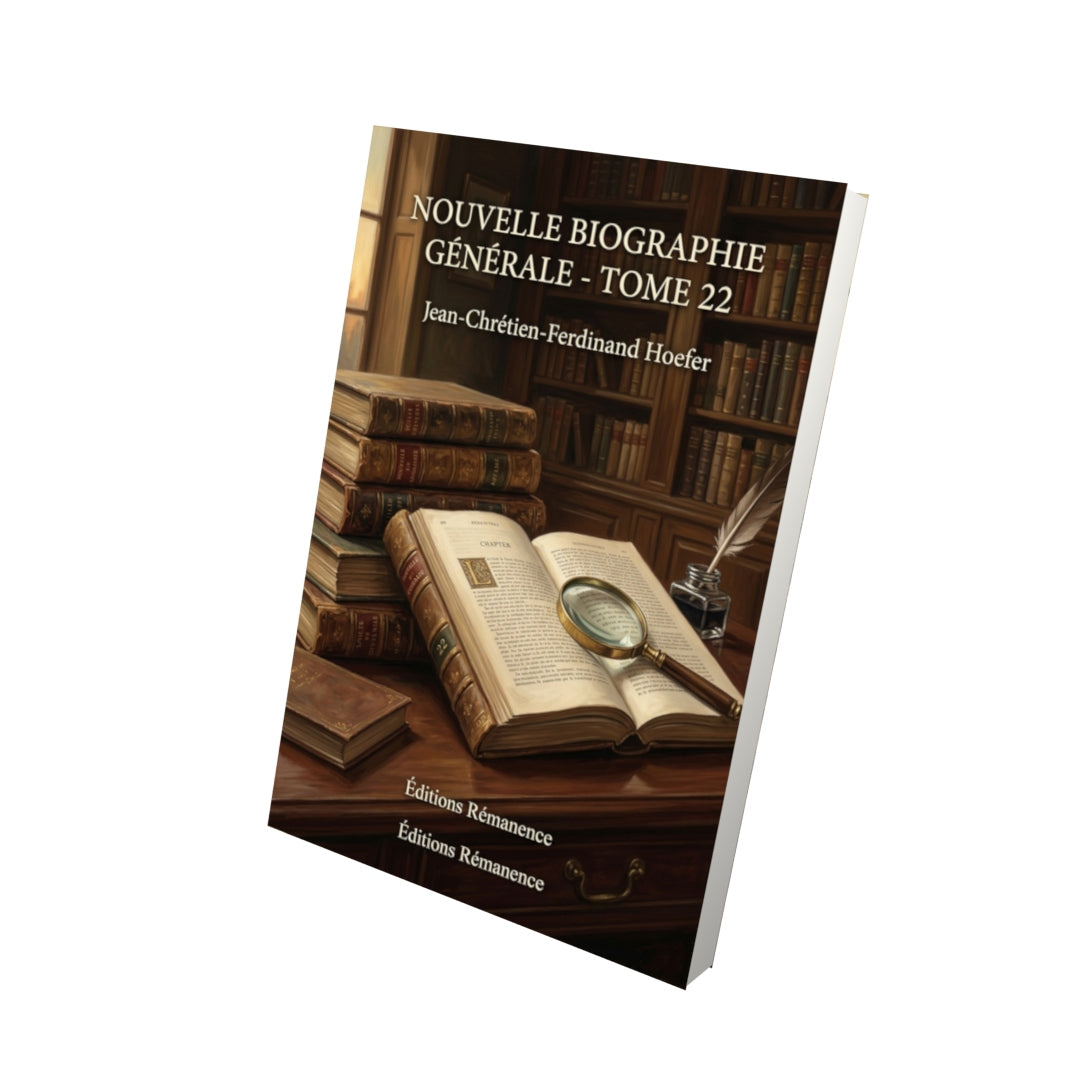 Livre Nouvelle Biographie générale - Tome 22 par Jean-Chrétien-Ferdinand Hoefer - Vue 3D - Editions Remanence