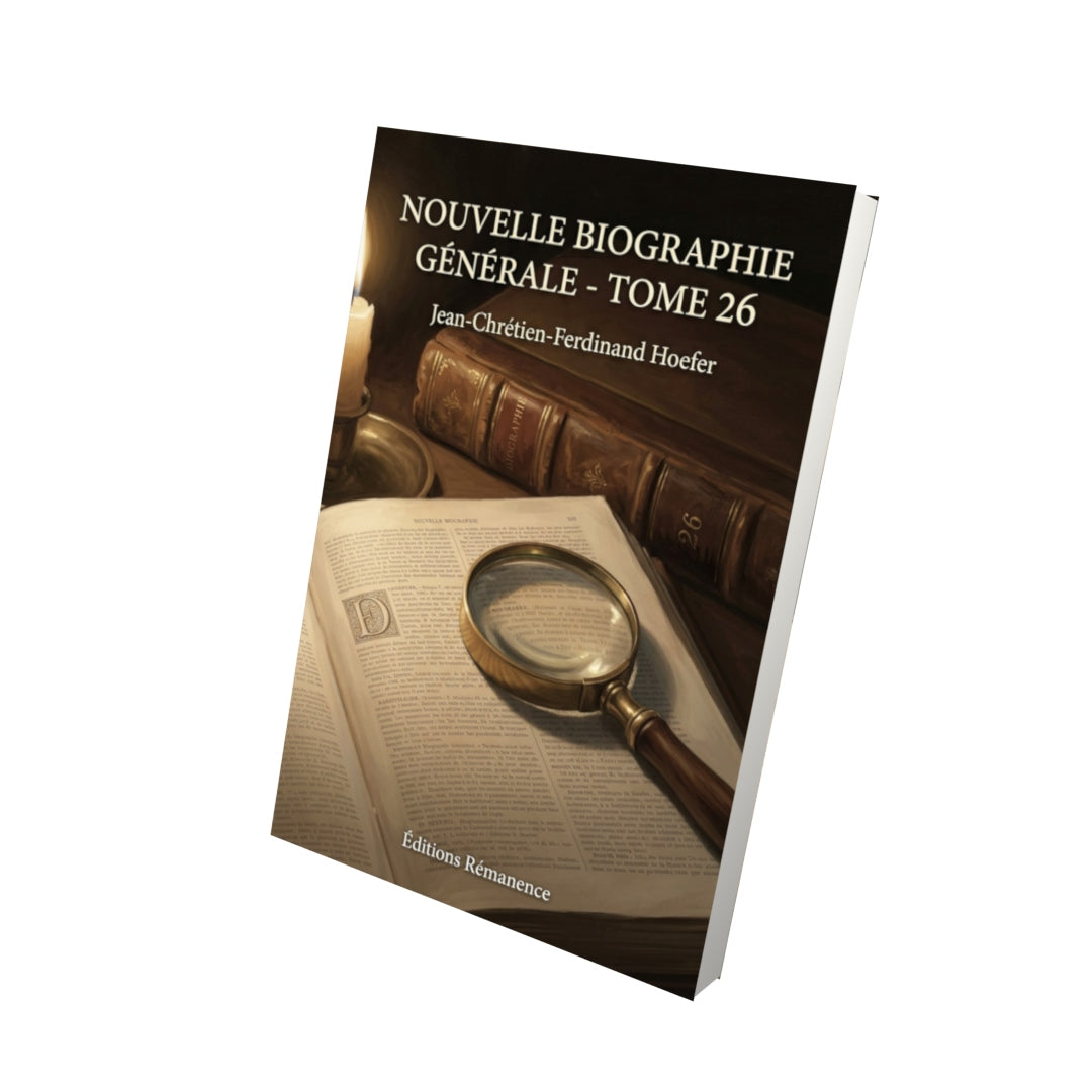 Livre Nouvelle Biographie générale - Tome 26 par Jean-Chrétien-Ferdinand Hoefer - Vue 3D - Editions Remanence