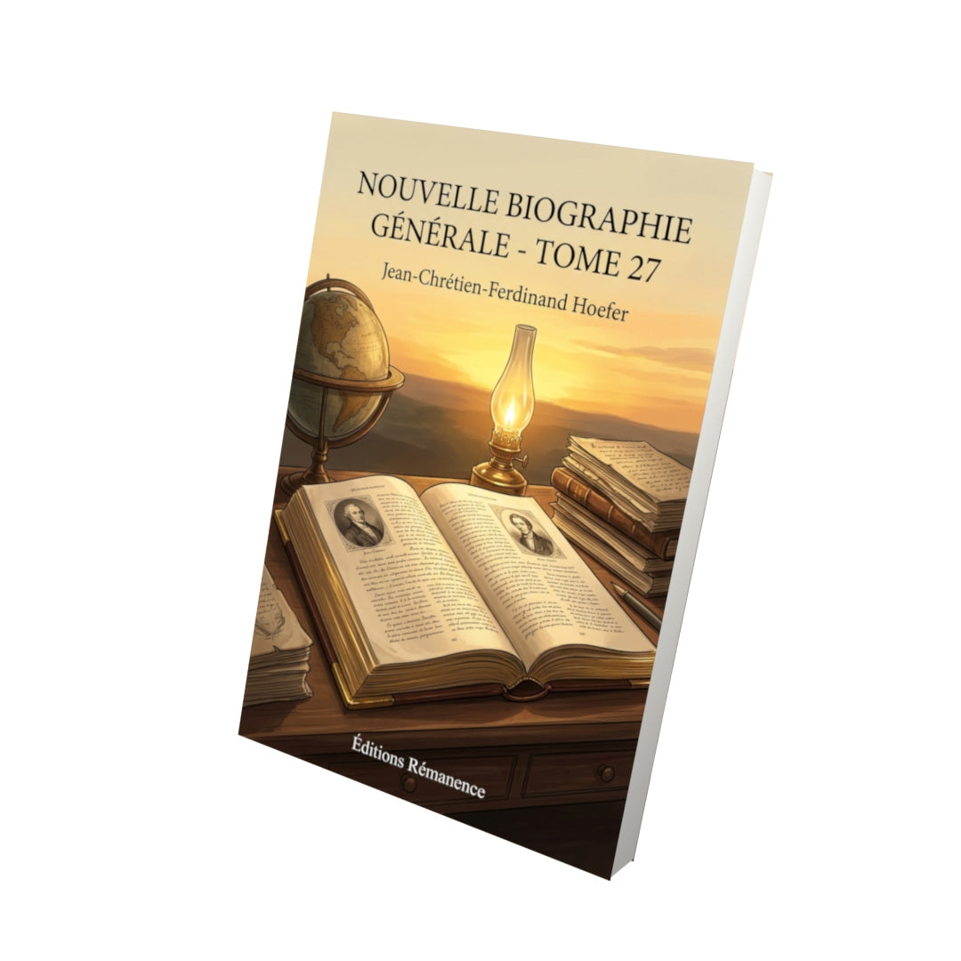 Livre Nouvelle Biographie générale - Tome 27 par Jean-Chrétien-Ferdinand Hoefer - Vue 3D - Editions Remanence