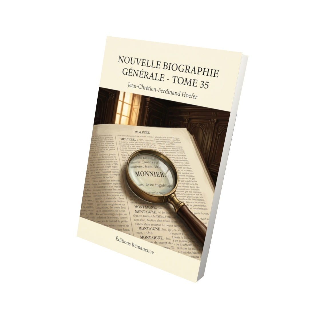 Livre Nouvelle Biographie générale - Tome 35 par Jean-Chrétien-Ferdinand Hoefer - Vue 3D - Editions Remanence