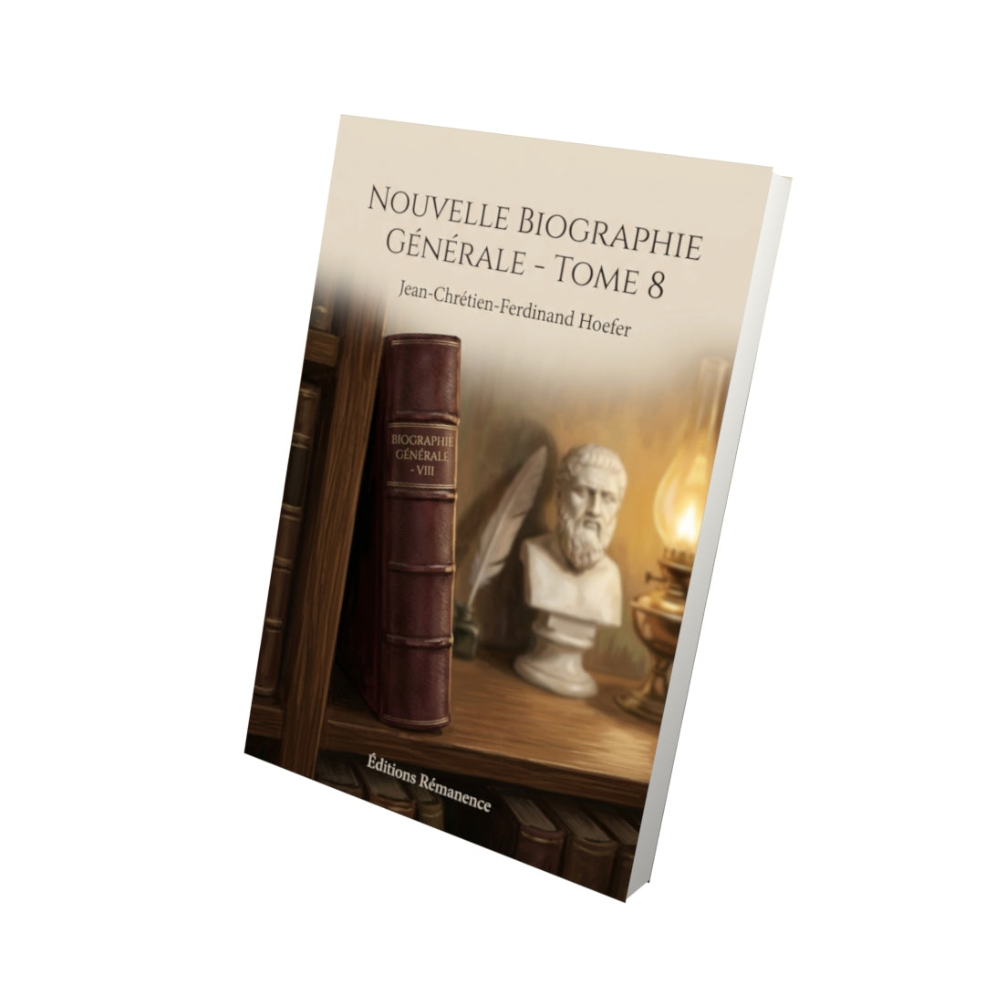 Livre Nouvelle Biographie générale - Tome 8 par Jean-Chrétien-Ferdinand Hoefer - Vue 3D - Editions Remanence