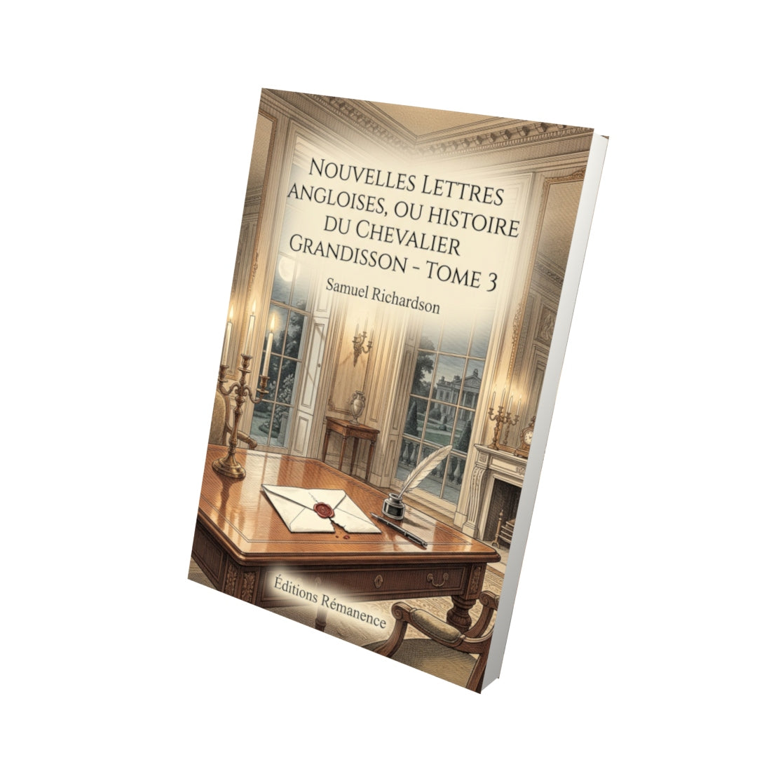 Livre Nouvelles lettres angloises, ou Histoire du chevalier Grandisson - Tome 3 par Samuel Richardson - Vue 3D - Editions Remanence