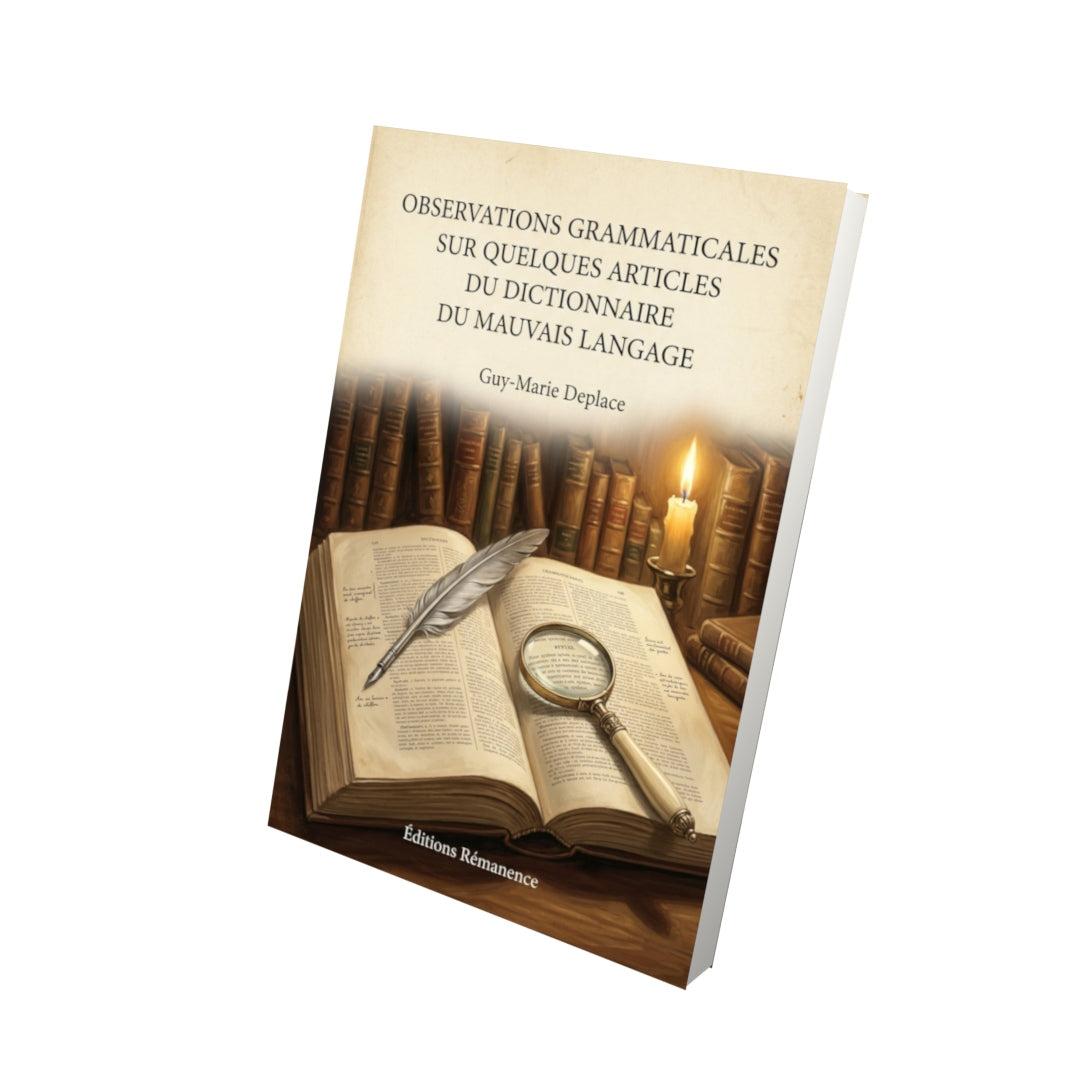Livre Observations grammaticales sur quelques articles du Dictionnaire du mauvais langage - Guy-Marie Deplace - Vue 3D - Editions Remanence