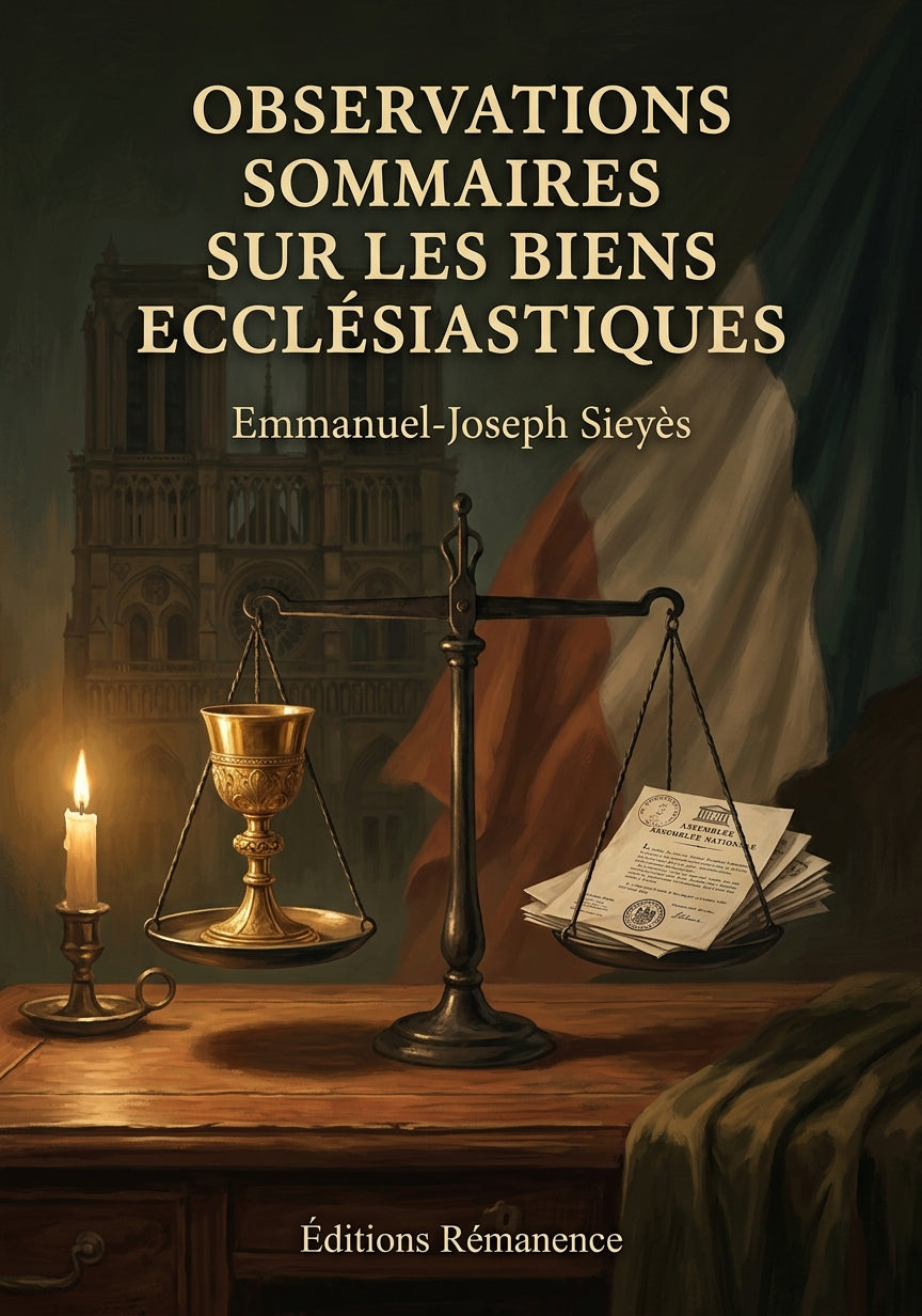 Livre Observations sommaires sur les biens ecclésiastiques par Emmanuel-Joseph Sieyès - Couverture - Editions Remanence