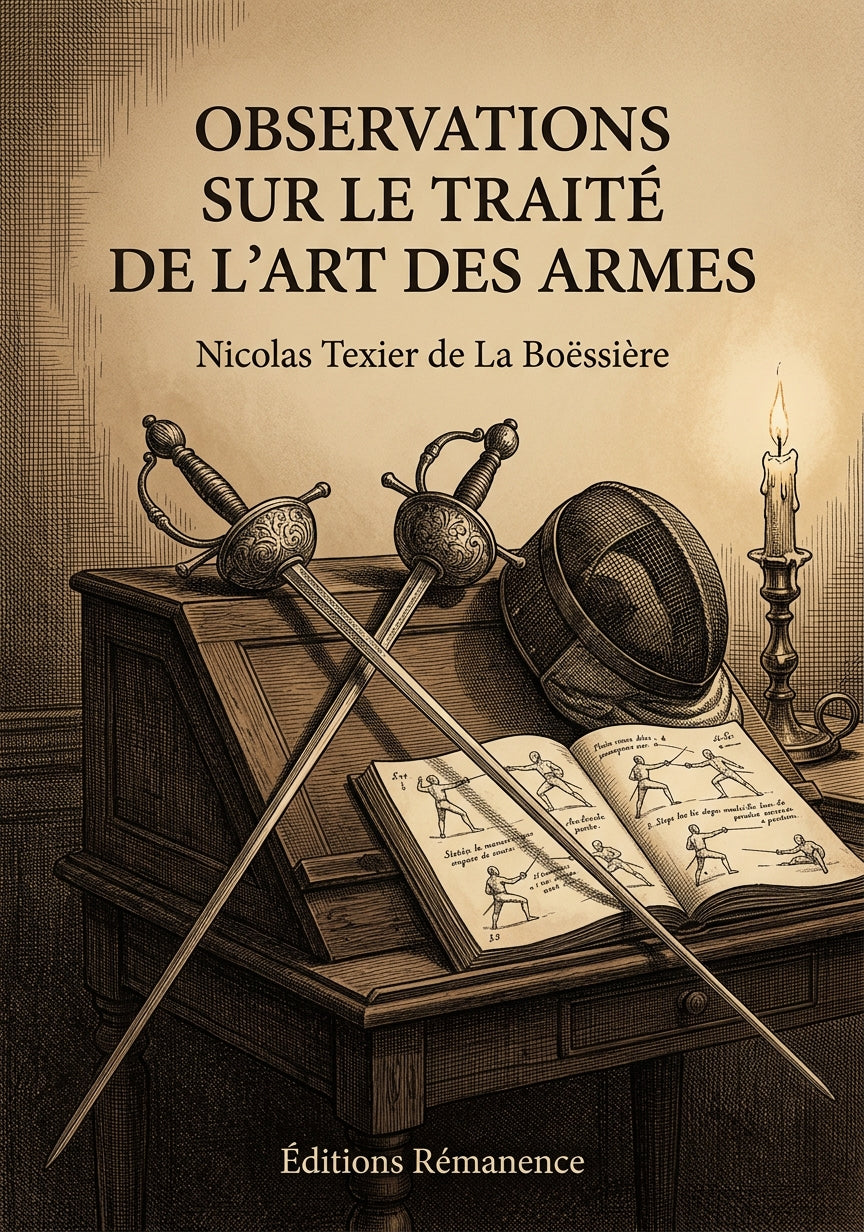 Livre Observations sur le Traité de l'art des armes par Nicolas Texier de La Boëssière - Couverture - Editions Remanence
