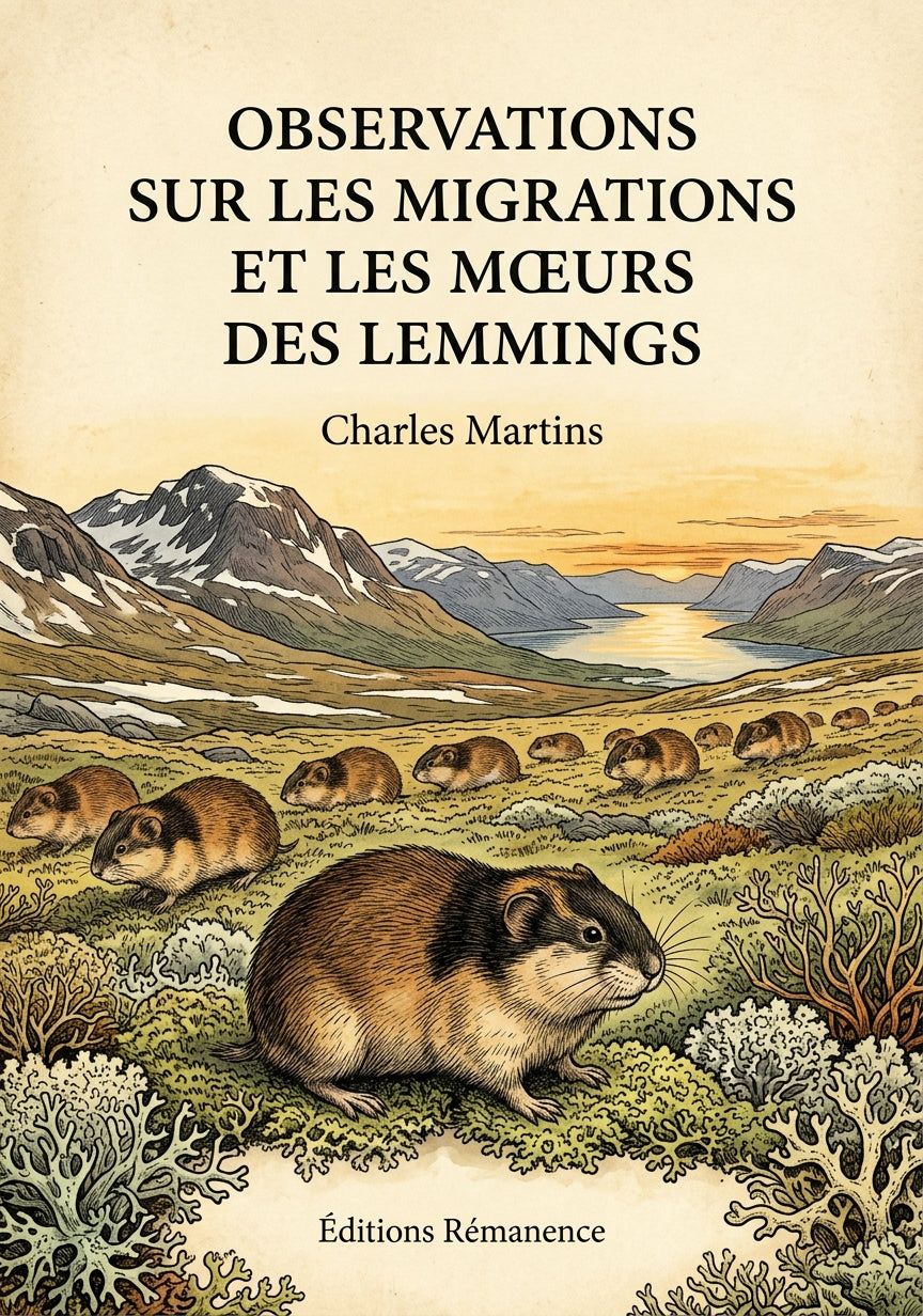 Livre Observations sur les migrations et les mœurs des lemmings par Charles Martins - Couverture - Editions Remanence