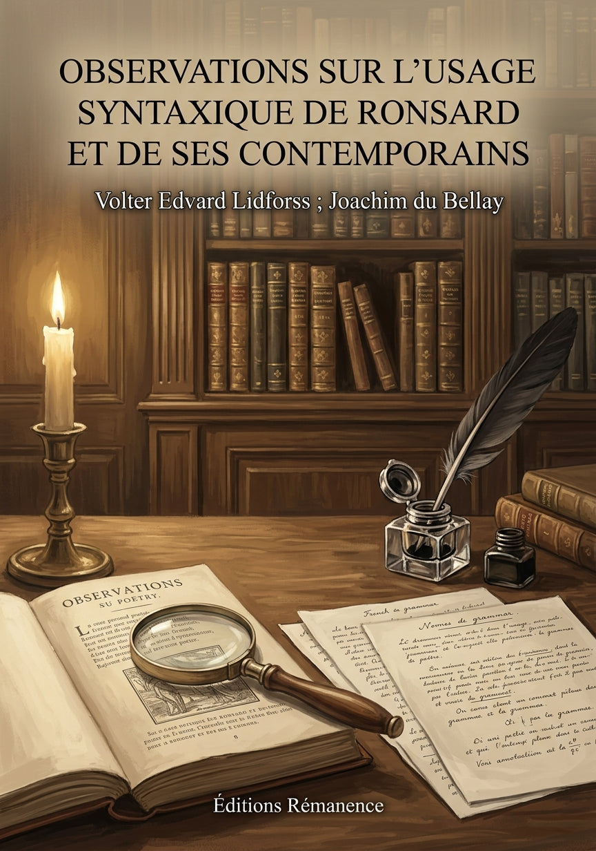 Livre Observations sur l’usage syntaxique de Ronsard et de ses contemporains par Volter Edvard Lidforss ; Joachim du Bellay - Couverture - Editions Remanence
