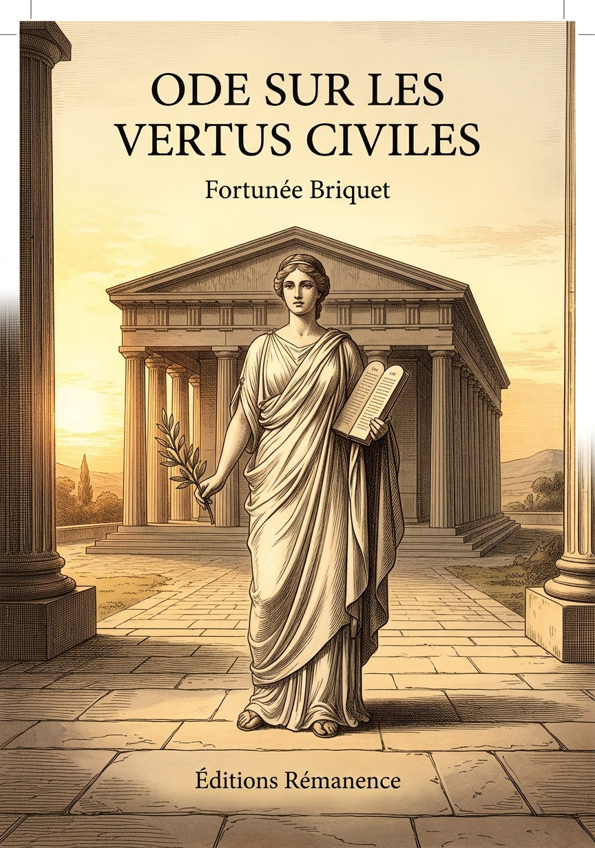 Livre Ode sur les vertus civiles par Fortunée Briquet - Couverture - Editions Remanence