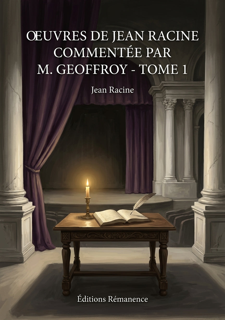 Livre Oeuvres de Jean Racine commentée par M. Geoffroy - Tome 1 par Jean Racine - Couverture - Editions Remanence