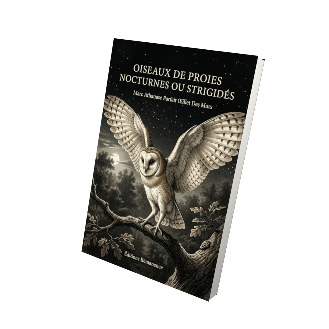 Livre Oiseaux de proies nocturnes ou strigidés par Marc Athanase Parfait Œillet Des Murs - Vue 3D - Editions Remanence