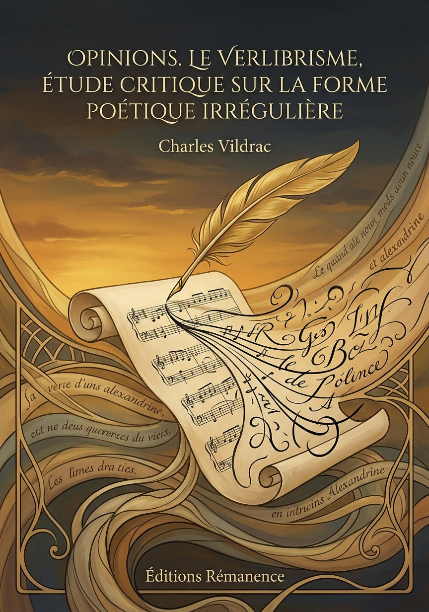 Livre Opinions. Le Verlibrisme, étude critique sur la forme poétique irrégulière par Charles Vildrac - Couverture - Editions Remanence